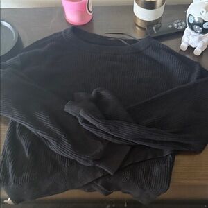 lululemon athletica Black Ribbed Crewneck Sweater